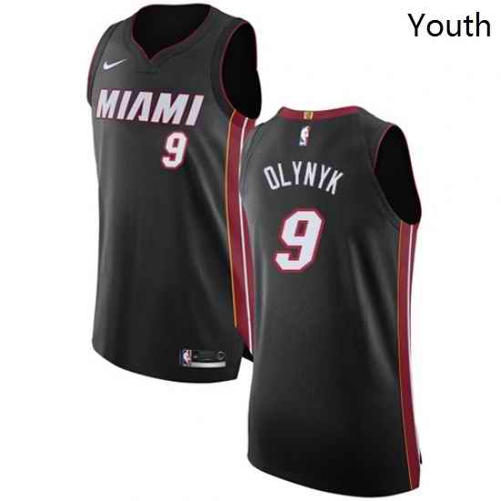 Youth Nike Miami Heat 9 Kelly Olynyk Authentic Black Road NBA Jersey Icon Edition